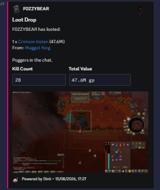 Evidence screenshot for Crimson kisten from Maggot King